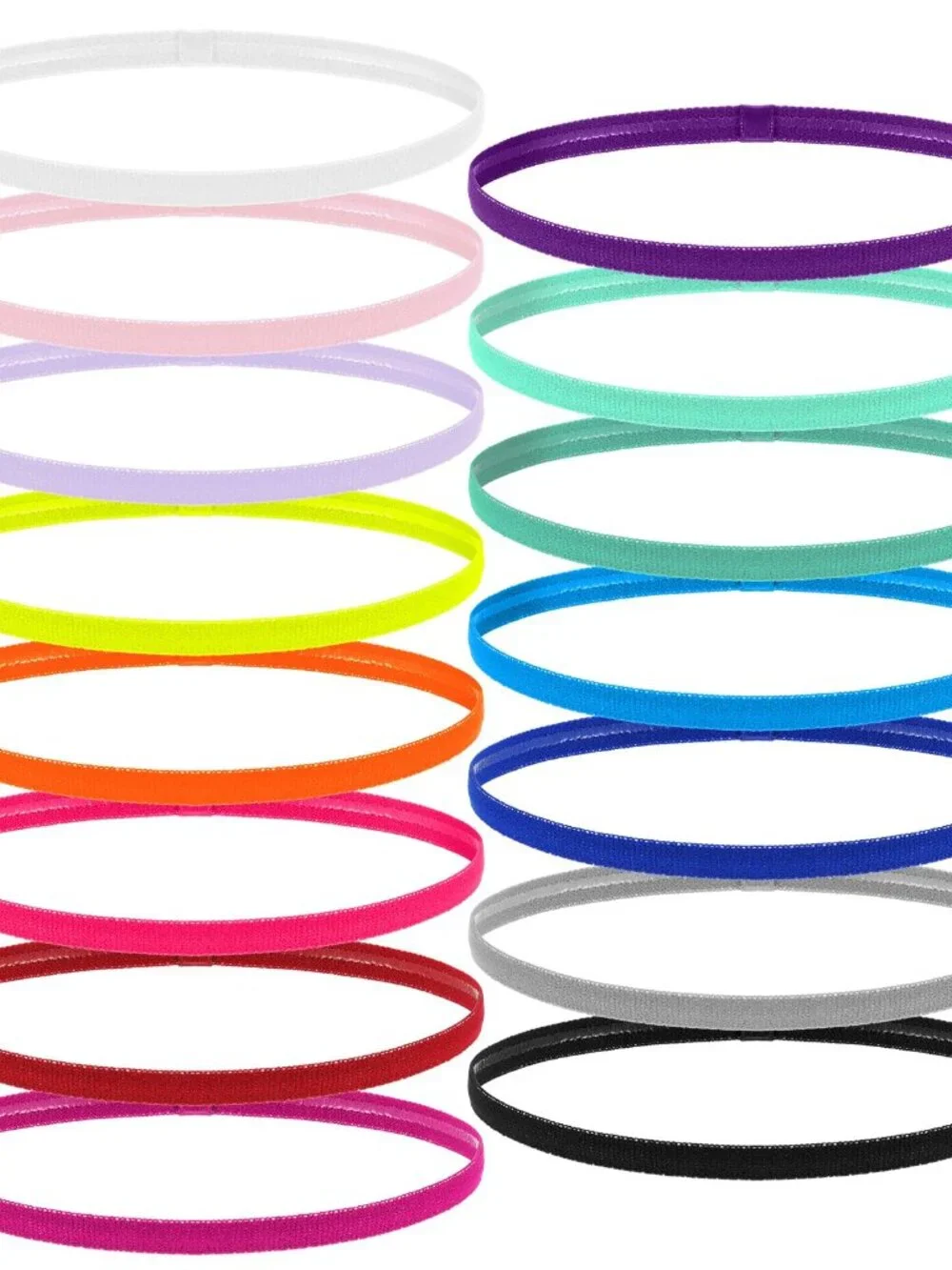 15Pcs Thin Elastic Headbands for Women, Non Slip Skinny Headband Colored Sports